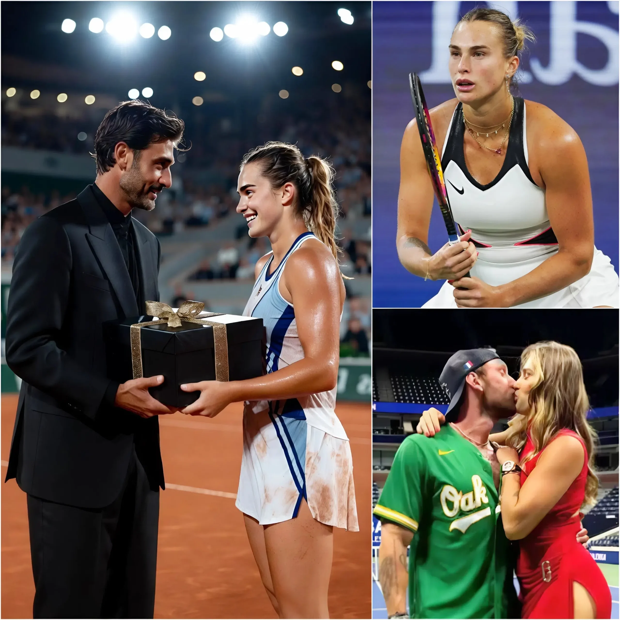 Cover Image for 💖💛Aryna Sabalenka had just won a tense match against Jessica Bouzas Maneiro. She walked out onto the Philippe-Chatrier centre court looking exhausted but happy. Suddenly, from the VIP stands, a tall man in a