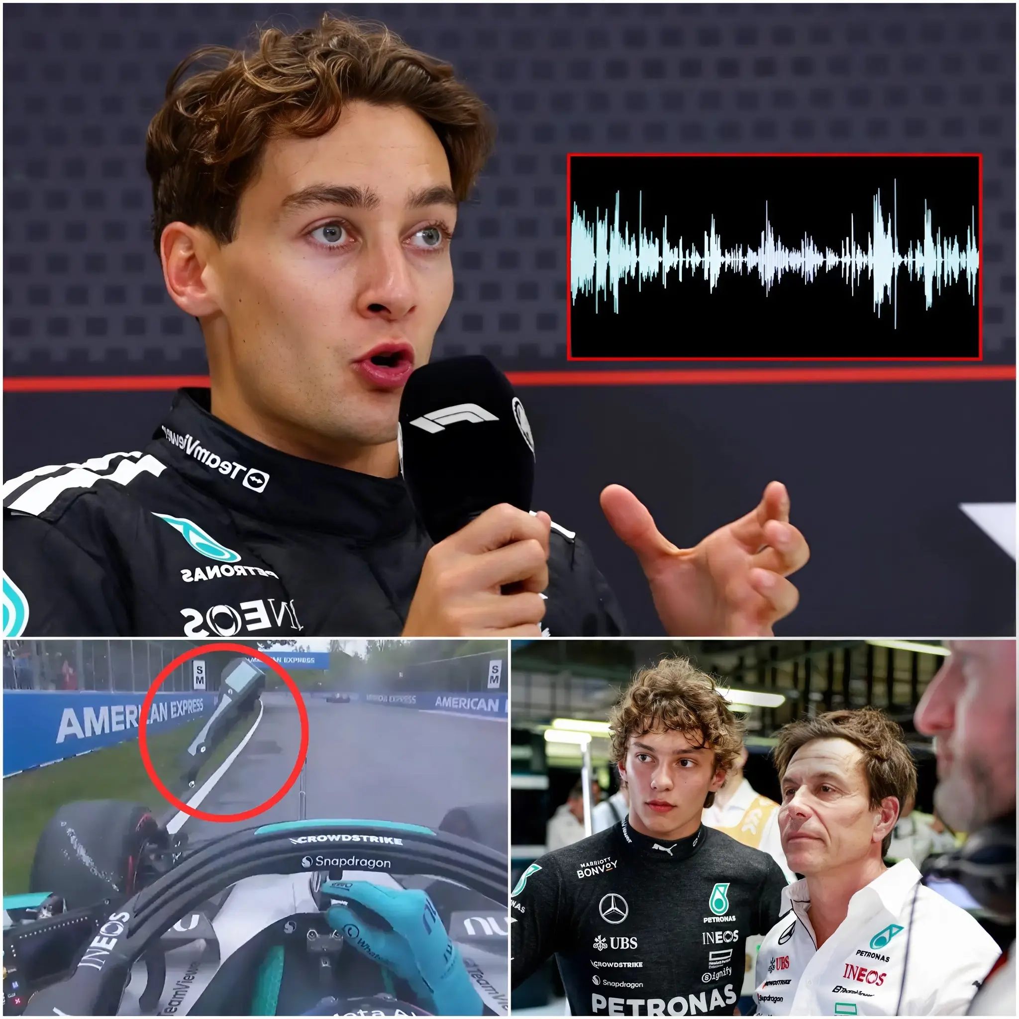 Cover Image for 🚨🔥 “I’VE STAYED SILENT FOR WAY TOO LONG… AND WHEN THE ENTIRE TRUTH FINALLY EXPLODES, THE WHOLE WORLD WILL SEE WHO HAS REALLY BEEN PROTECTED AND FAVORED INSIDE MERCEDES!” — George Russell has sent the entire Formula 1 world into absolute chaos after hinting that he possesses internal recordings and highly confidential data that could allegedly expose how Toto Wolff and Mercedes