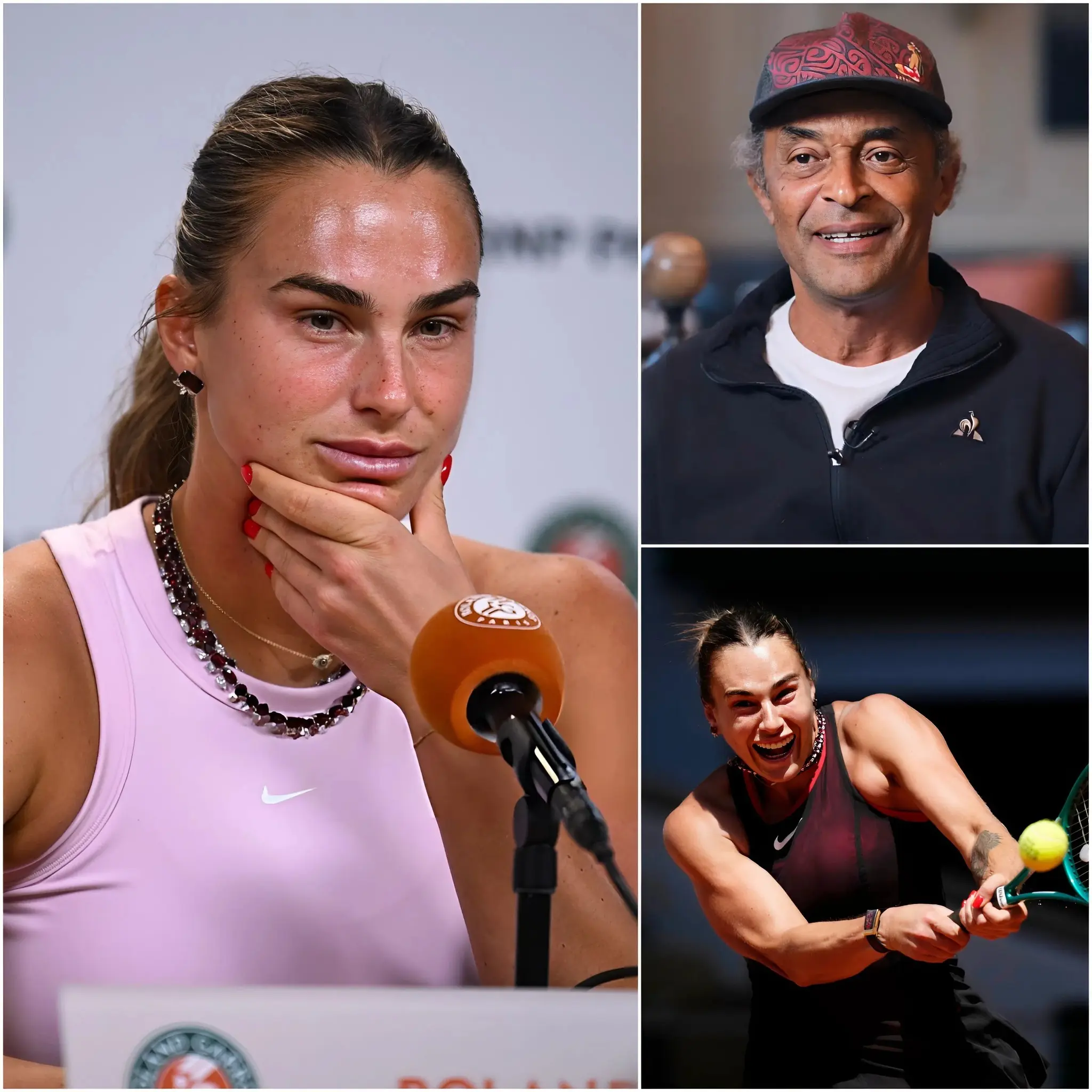 Cover Image for 🔥 ““THIS INSOLENT YOUNG WOMAN SHOULD NOT STAND HERE…” — Yannick Noah, French tennis legend, caused a real shock in the world of the yellow ball by publicly criticizing Aryna Sabalenka after her victory in the third round of Roland-Garros.