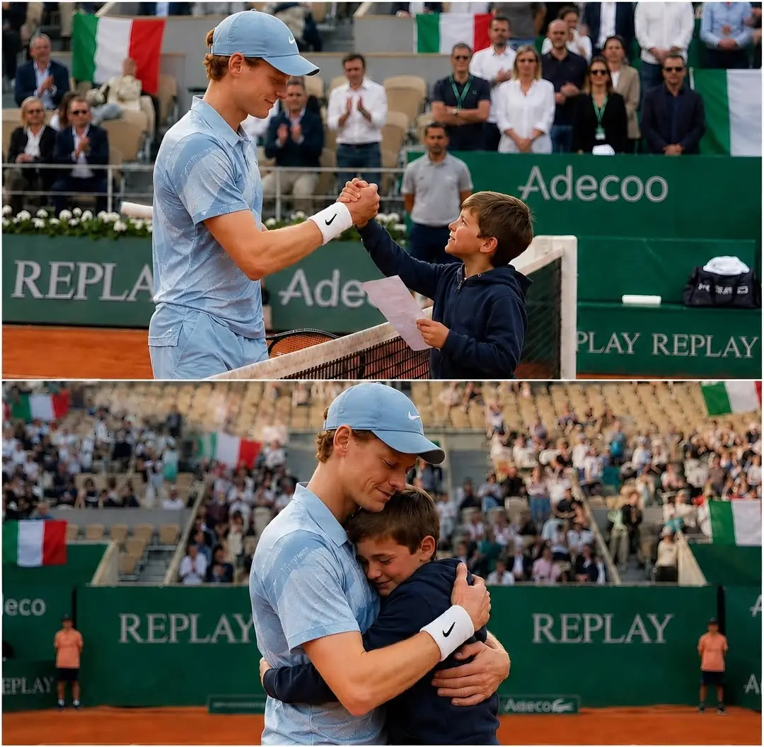 Cover Image for 🚨 As security guards were about to remove the child from the crowd, Jannik Sinner suddenly raised his hand to signal them to stop, before saying in a low voice: “Let him come to me…”.
