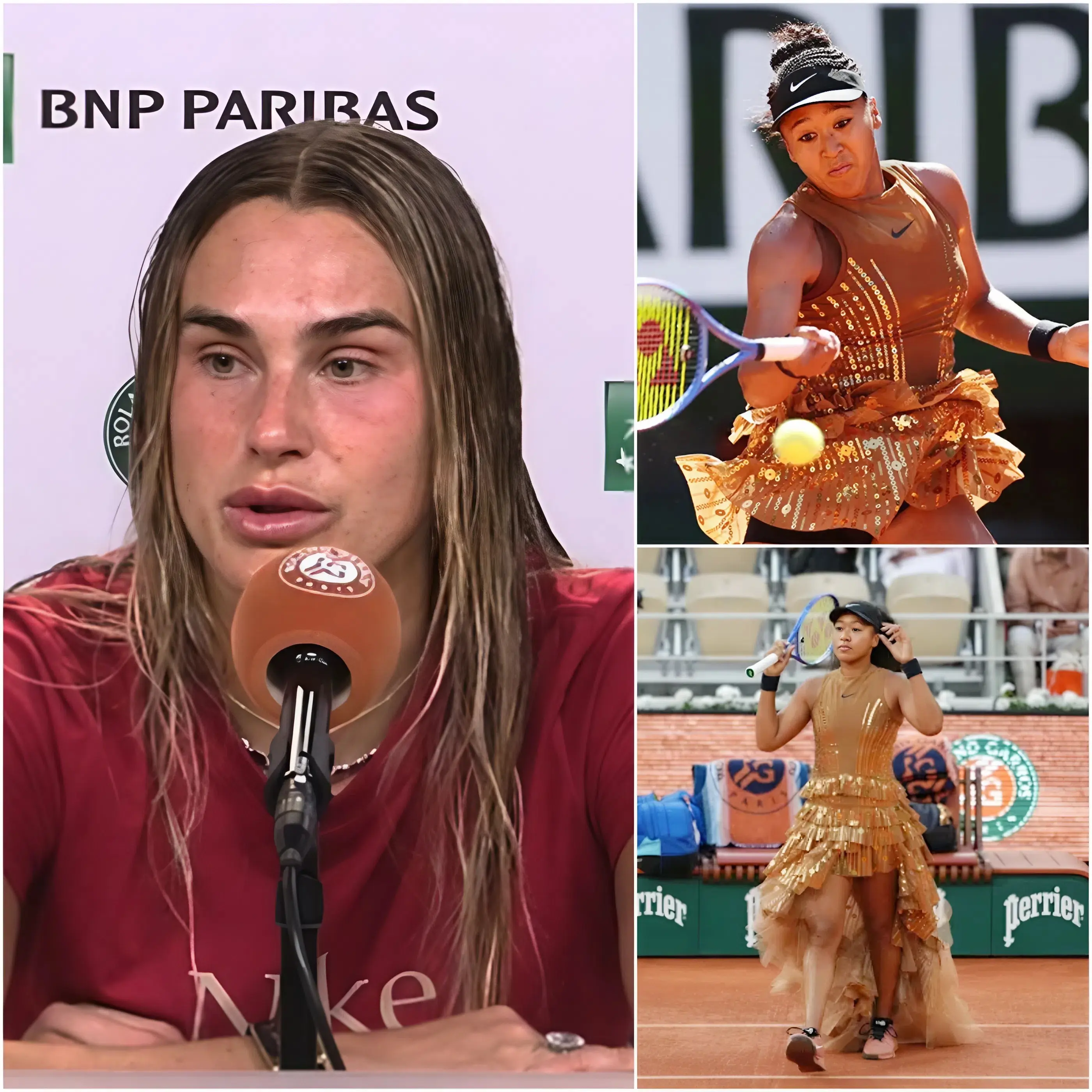 Cover Image for 🔥 “ELLA PARECÍA MÁS UN PAYASO QUE UNA ATLETA….” — con solo una frase dicha de forma espontánea tras su victoria contra Naomi Osaka en la cuarta ronda de Roland-Garros, Aryna Sabalenka desató una ola de indignación por parte de los fans de la tenista japonesa.