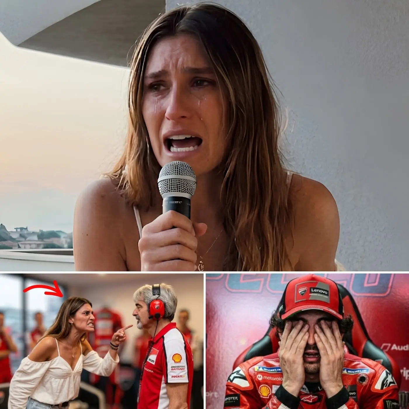 Cover Image for 🏍️💔 “WHAT IS HAPPENING TO MY HUSBAND IS A CRIME BY MOTOGP.” Domizia Castagnini broke down in tears while revealing an alleged Ducati plan that could reshape the future of Francesco Bagnaia, a shocking claim that has reportedly sent shockwaves throughout the MotoGP world. 👇
