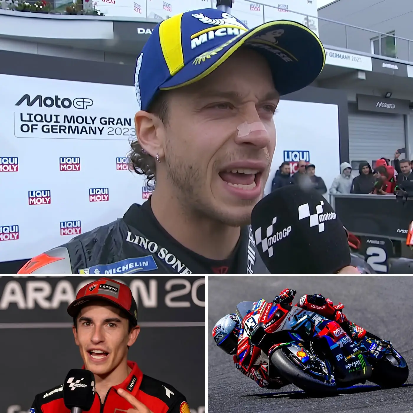 Cover Image for 🏍️🔥 “HE IS NOT ON MY LEVEL.” Marco Bezzecchi surprised the MotoGP world by openly criticizing the performance of Marc Márquez after the 2026 Italian Grand Prix, even suggesting that Márquez should retire rather than become a burden for Ducati.