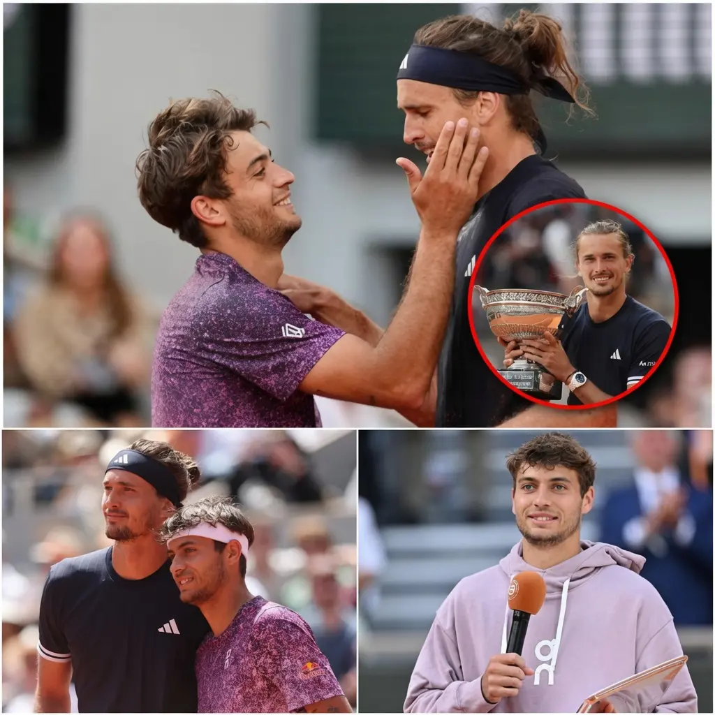Cover Image for 🎾🏆 “He deserved this trophy more than anyone else…” Flavio Cobolli left the entire Roland Garros crowd emotional with his heartfelt words about Alexander Zverev following the German star’s first-ever French Open title.