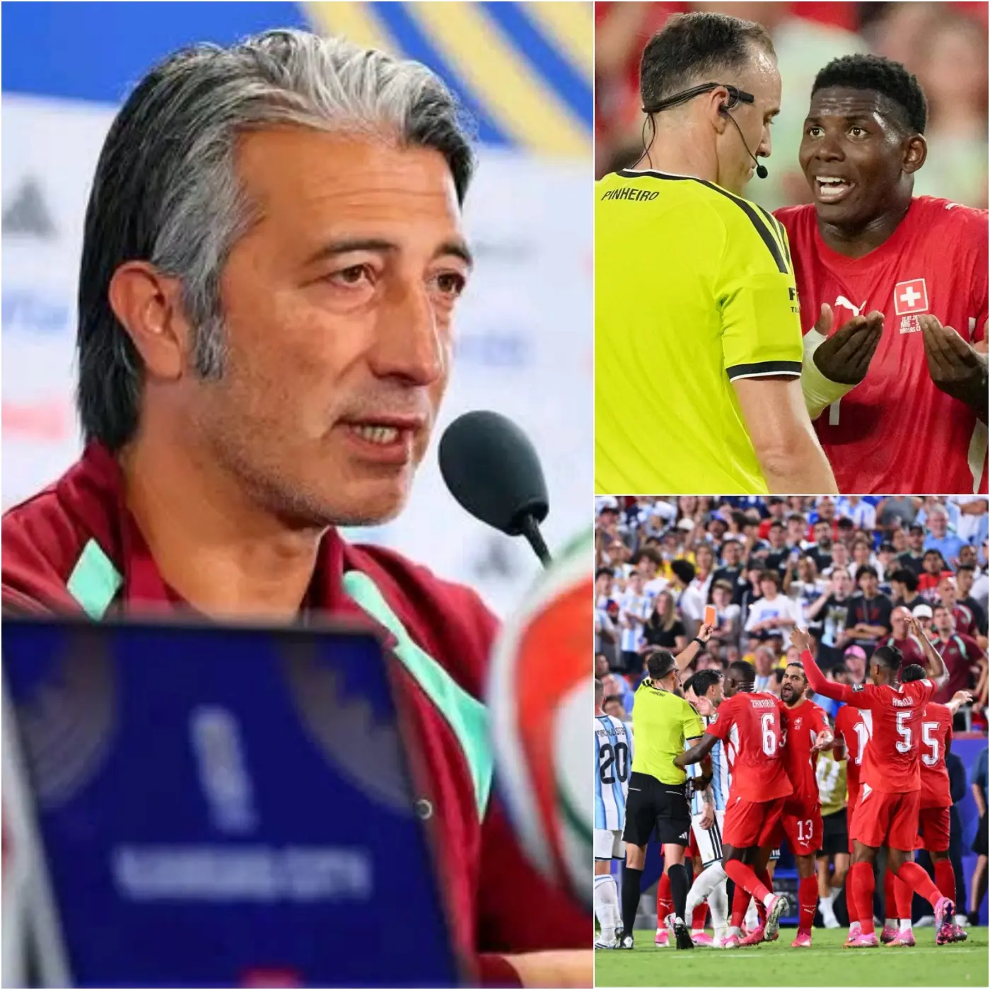 Cover Image for “LO EXPONERÉ TODO” – El entrenador Murat Yakin ha provocado indignación en la comunidad futbolística mundial al presentar públicamente pruebas que acusan al equipo del VAR y al árbitro João Pinheiro de parcialidad en decisiones polémicas durante la amarga derrota por 1-3 ante Argentina