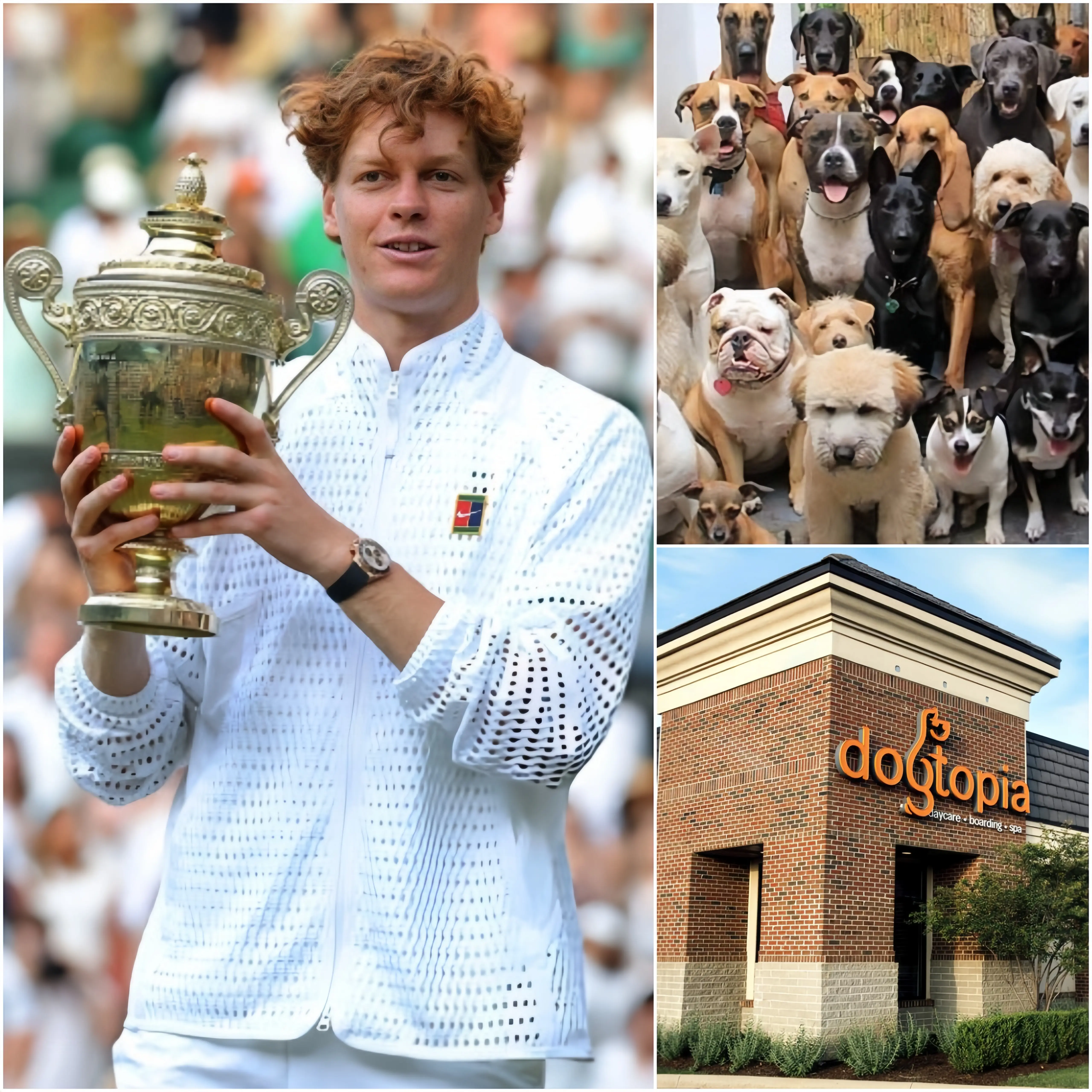 Cover Image for 🐶🐾 Jannik Sinner annonce officiellement qu’il consacrera l’intégralité de ses 5 millions de dollars de prime remportés à Wimbledon au lancement du projet « Dogtopia », un immense refuge de 15 hectares situé près de Bologne !